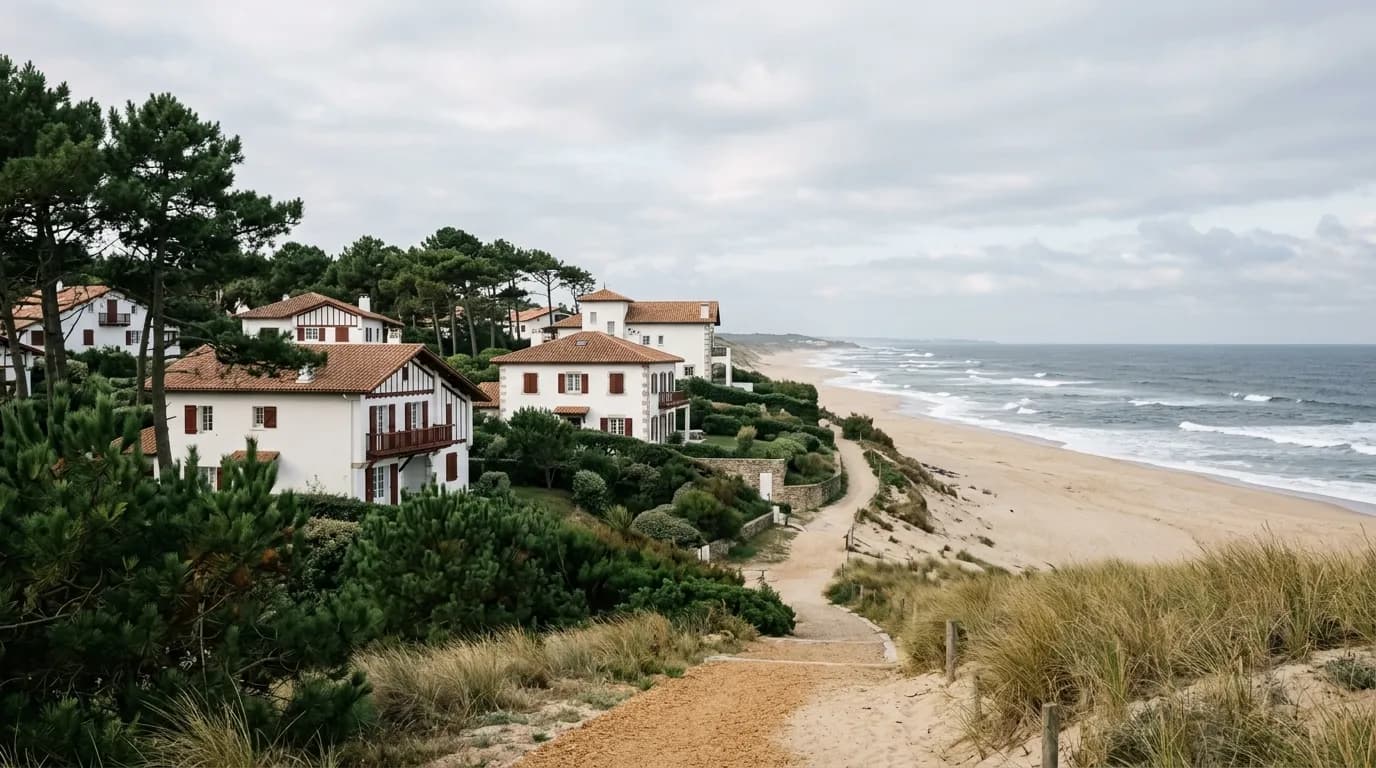 Illustration, bâti et paysage caractéristiques du Pays Basque autour de Anglet
